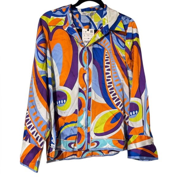 Zara Tops - NWT Zara Multicolored Pucci Style Printed Blouse Large
